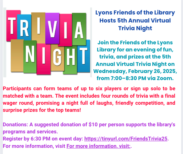 Lyon Regional Library Trivia Need